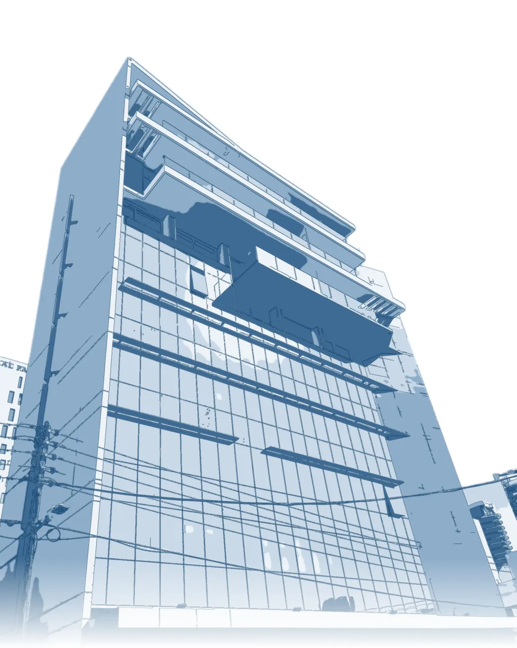 Illustration of Glafcos Tower, home of Granfeld's office in Nicosia